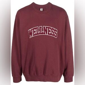 Sporty & Rich Wellness Ivy Bouclé Crewneck Sweatshirt in Merlot Sz M